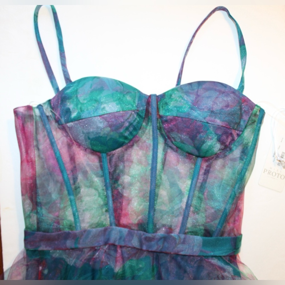 Floral Sheer Midi Dress with Spaghetti Straps - Multicolor - Picture 5 of 6